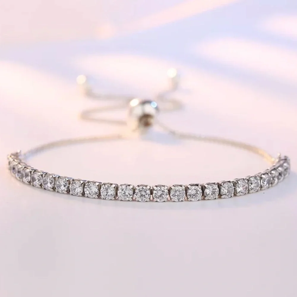 π« Sterling Silver Diamond π Tennis Bracelet - Picture 1 of 4